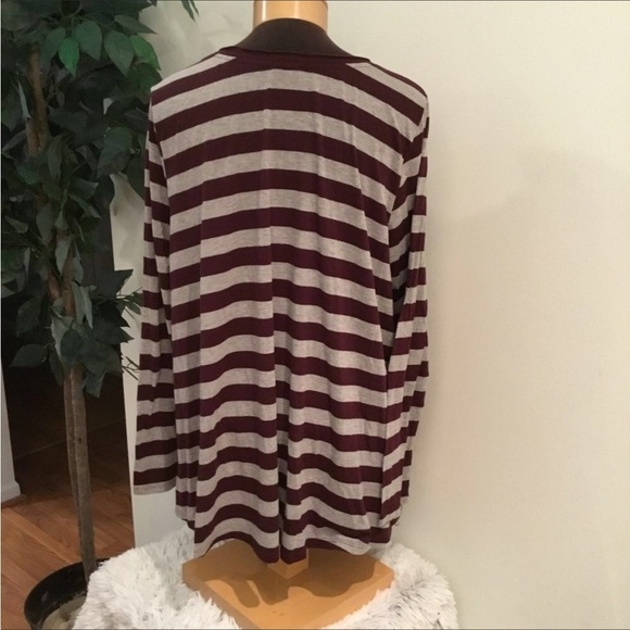 Rue 21+ long sleeve tee Woman’s 2X plus stripes gray maroon lightweight … - Picture 4 of 7